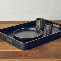 Black Wood Veneer Butlers Tray